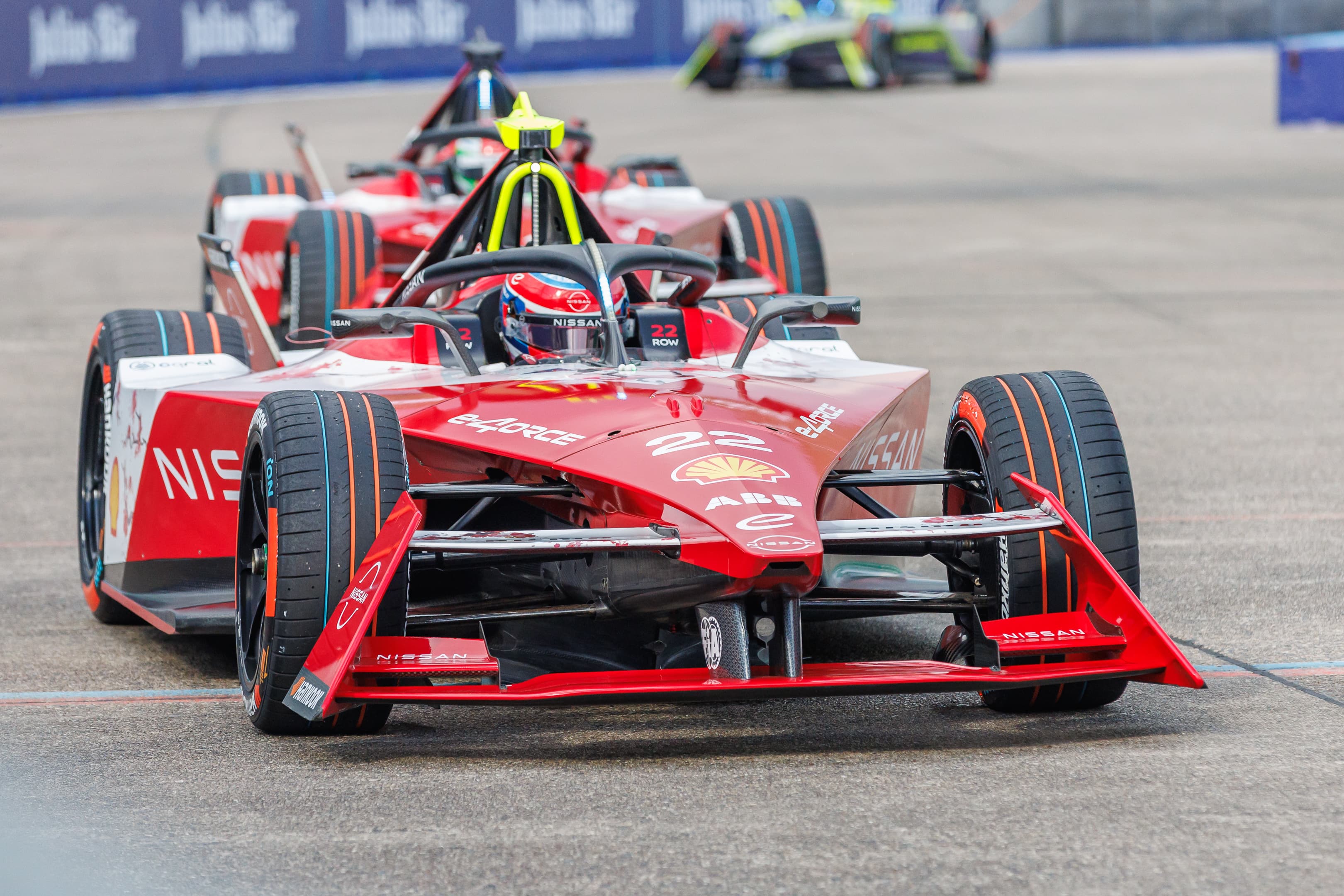 Formula E cars on track at the Berlin E-Prix
